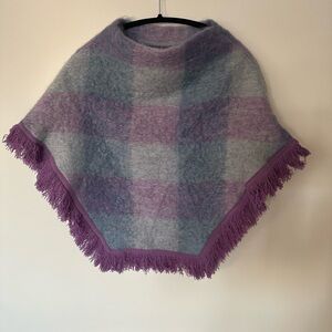 Mohair and wool blend. Woven in Scotland Child Cape One Size Lavender and Grey